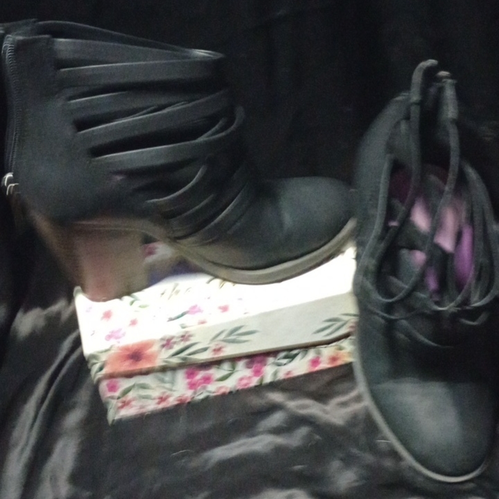 Soda Black Strappy Heeled Boots